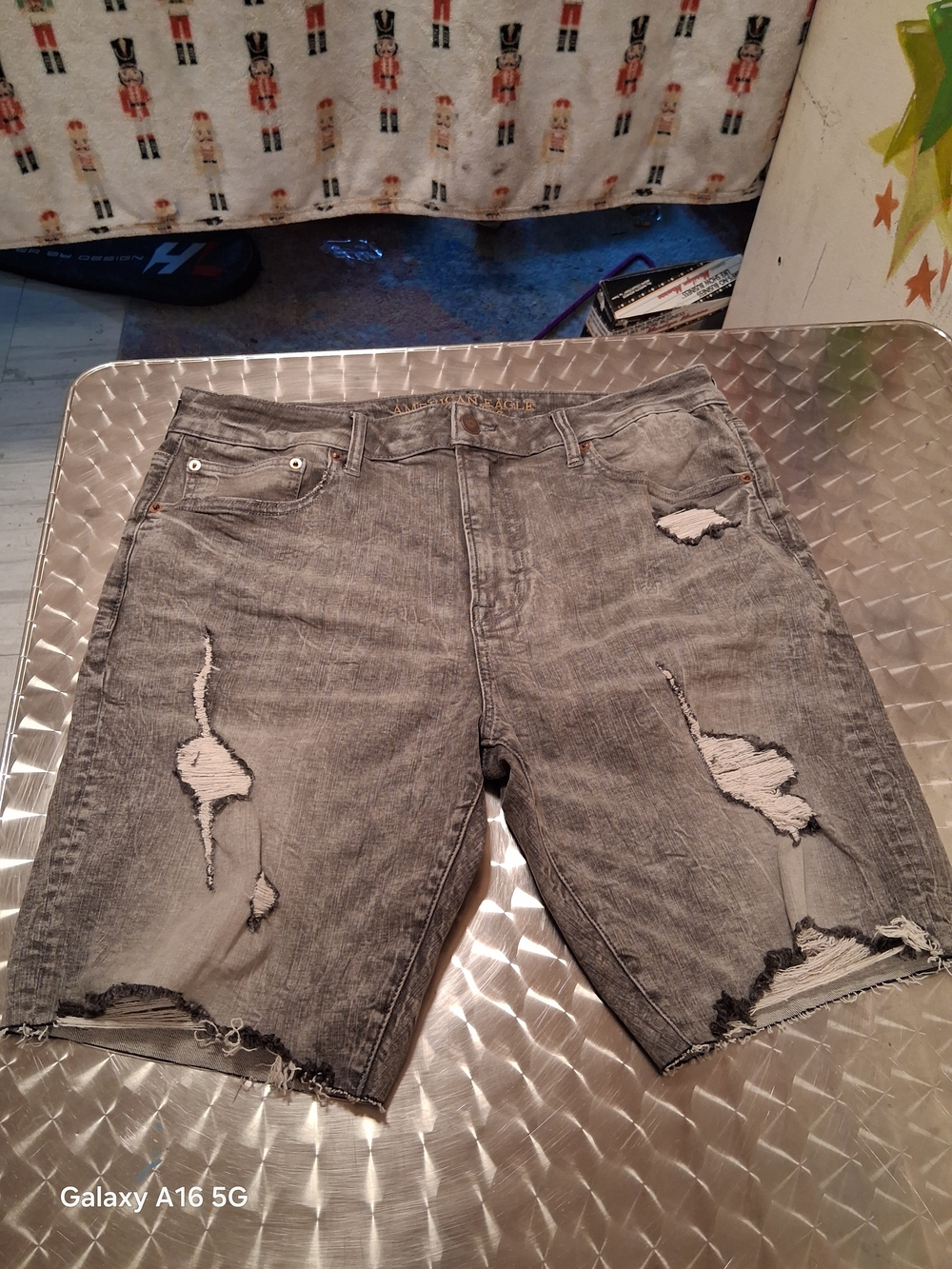 American Eagle Outfitters Distressed Gray Denim Jean Shorts